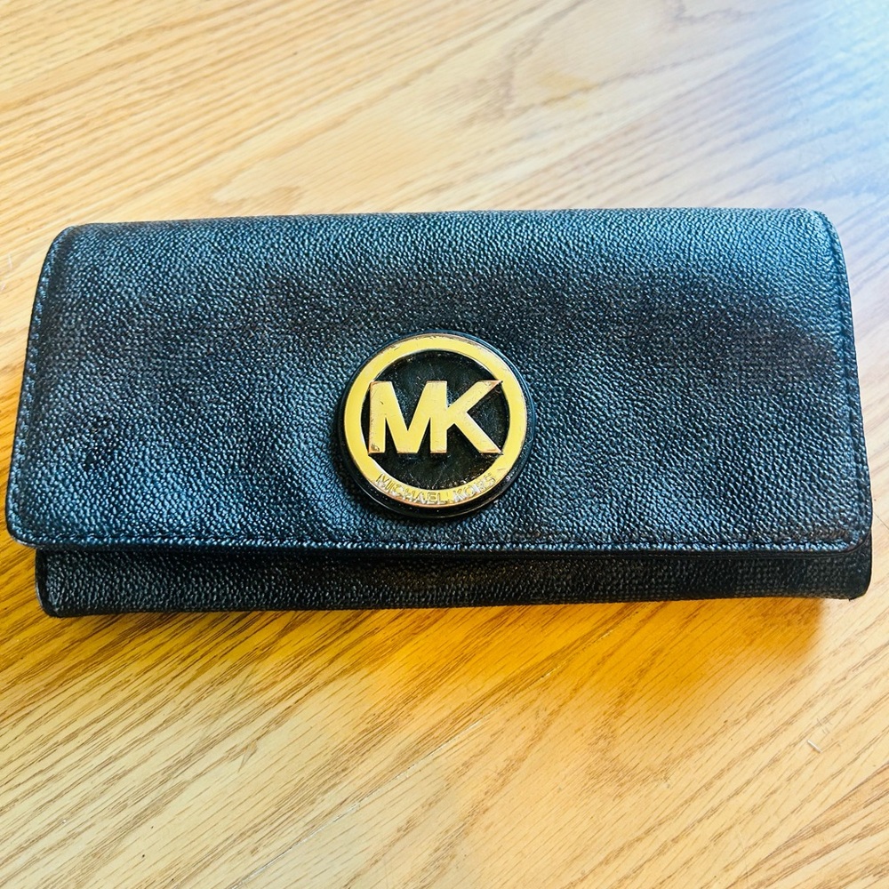 Michael Kors Black Wallet with Gold Logo